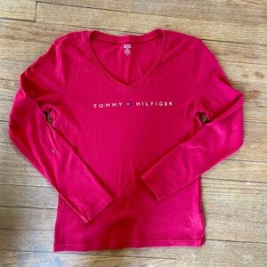 Tommy Hilfiger Women's Red Long Sleeve Tee
